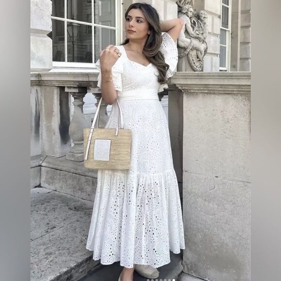 Zara openwork embroidered midi dress - Picture 1 of 13